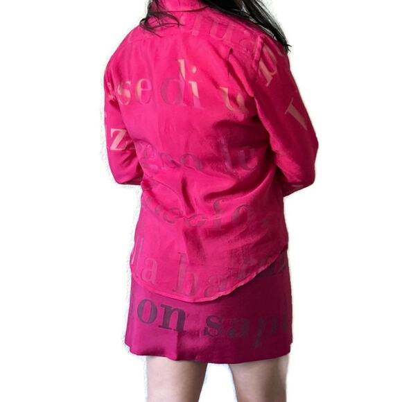 Moschino Cheap & Chic Hot Pink Button Up 2 Piece Skirt Set Size 10 - Picture 5 of 11
